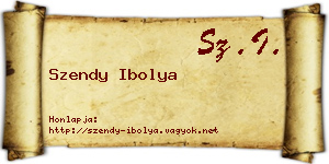 Szendy Ibolya névjegykártya